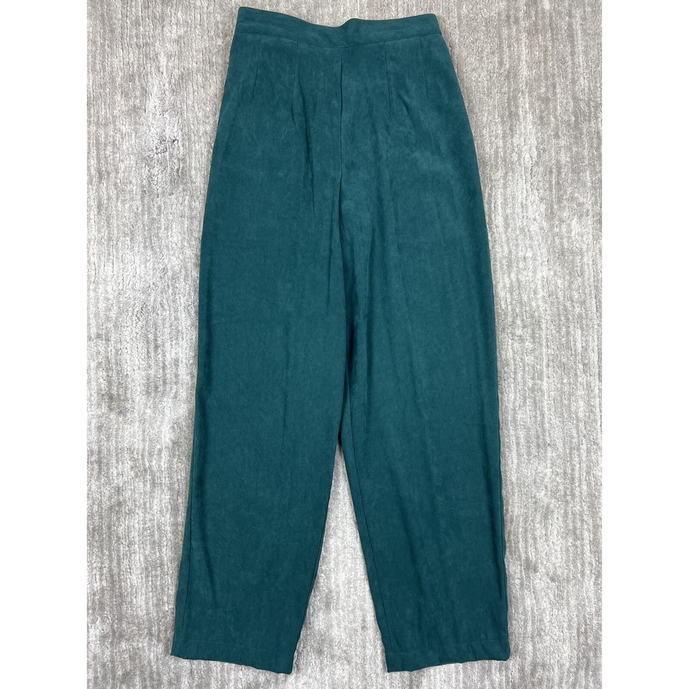 Natural Impressions Pants Women S Teal Green Faux Suede High Waist Straight Leg